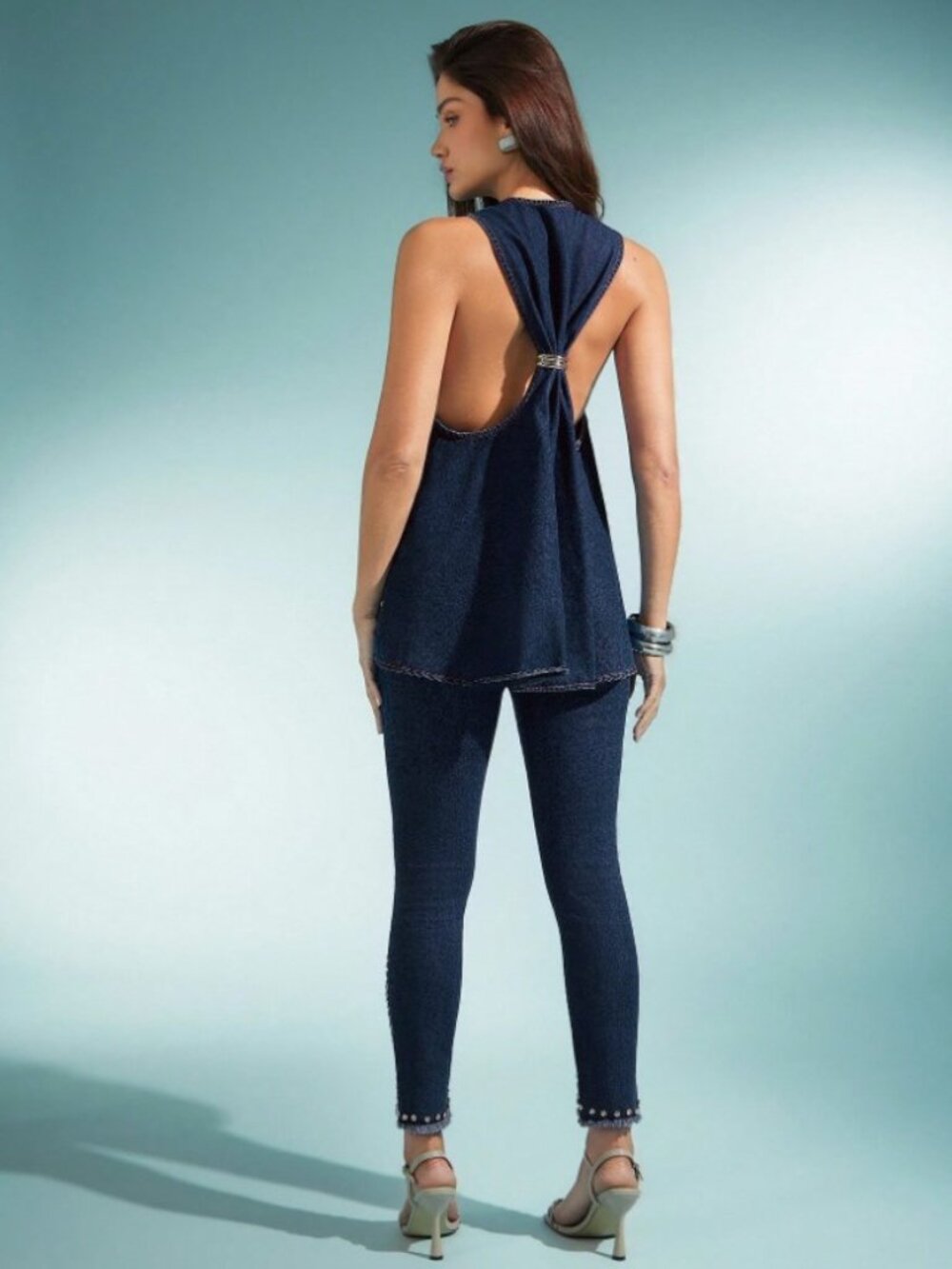 Women’s Luna Open Back Denim Trapeze Tank